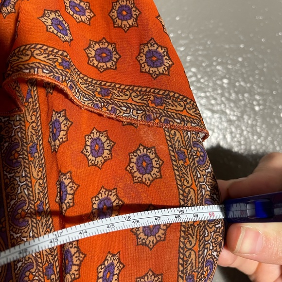 Guess Spaghetti Strap Burnt Orange Chiffon Peplum Blouse Size L - Picture 10 of 10